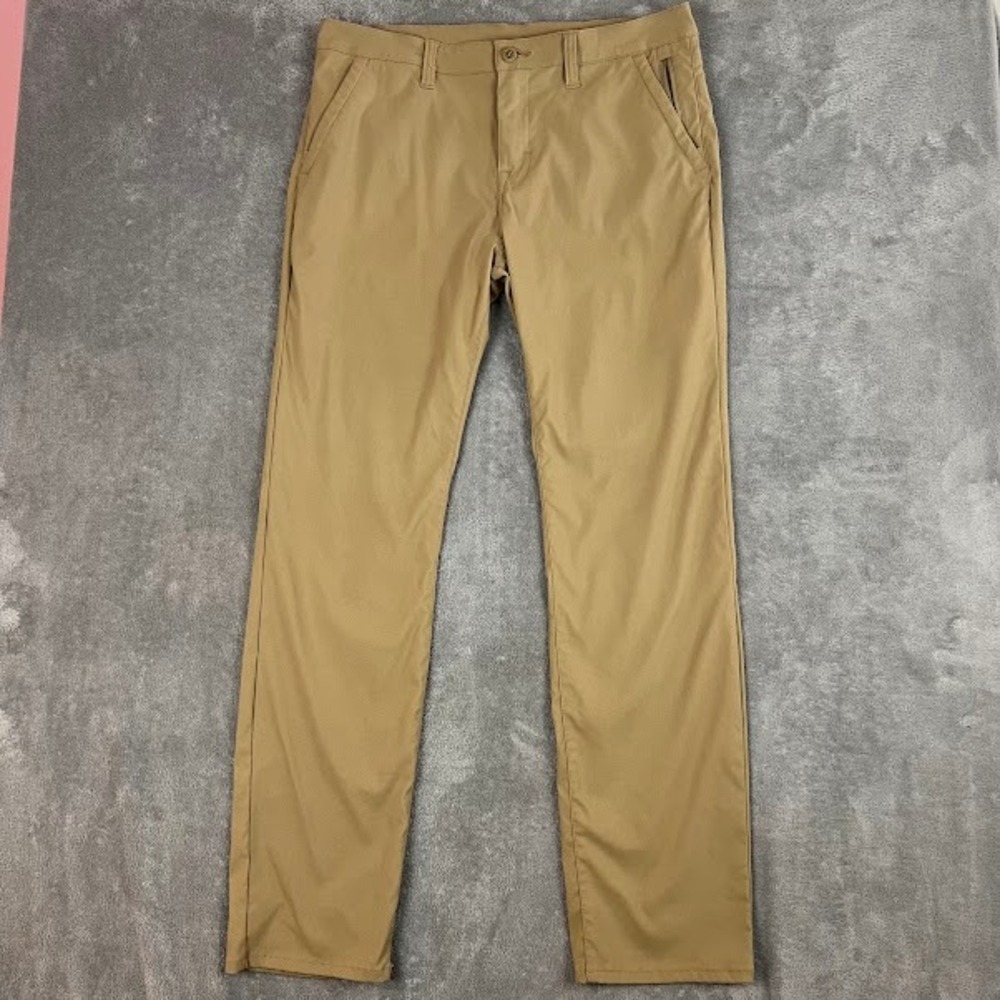 Prana Mens Straight Fit Performance Pants Sz 36 x 34 Tan Stretch Outdoor Hiking
